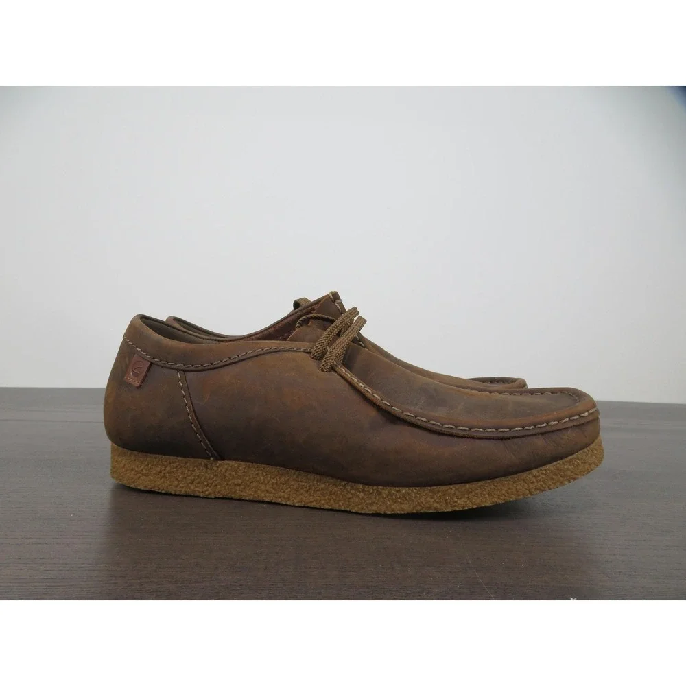 Clarks Wallabee Shoes Mens Size 12 Brown Leather Moccasin Crepe Sole Boots